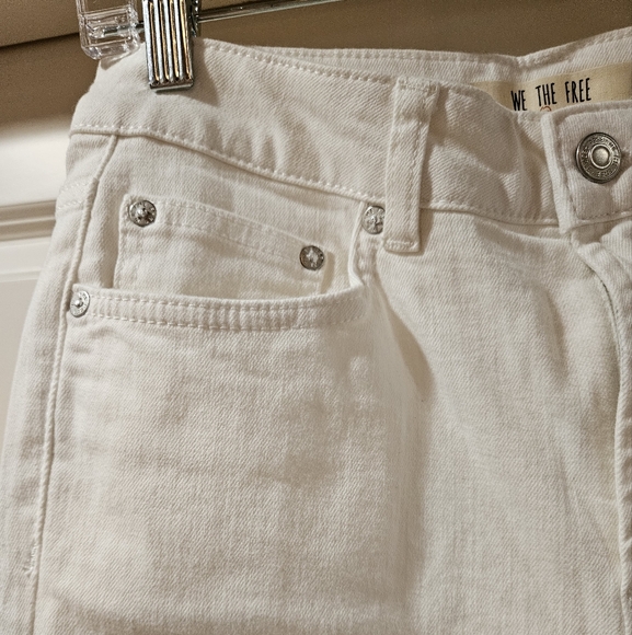 Free People Cutwork Cigarette Leg Jeans High Rise Floral Embroidery Ivory 27 NWT - Picture 5 of 16